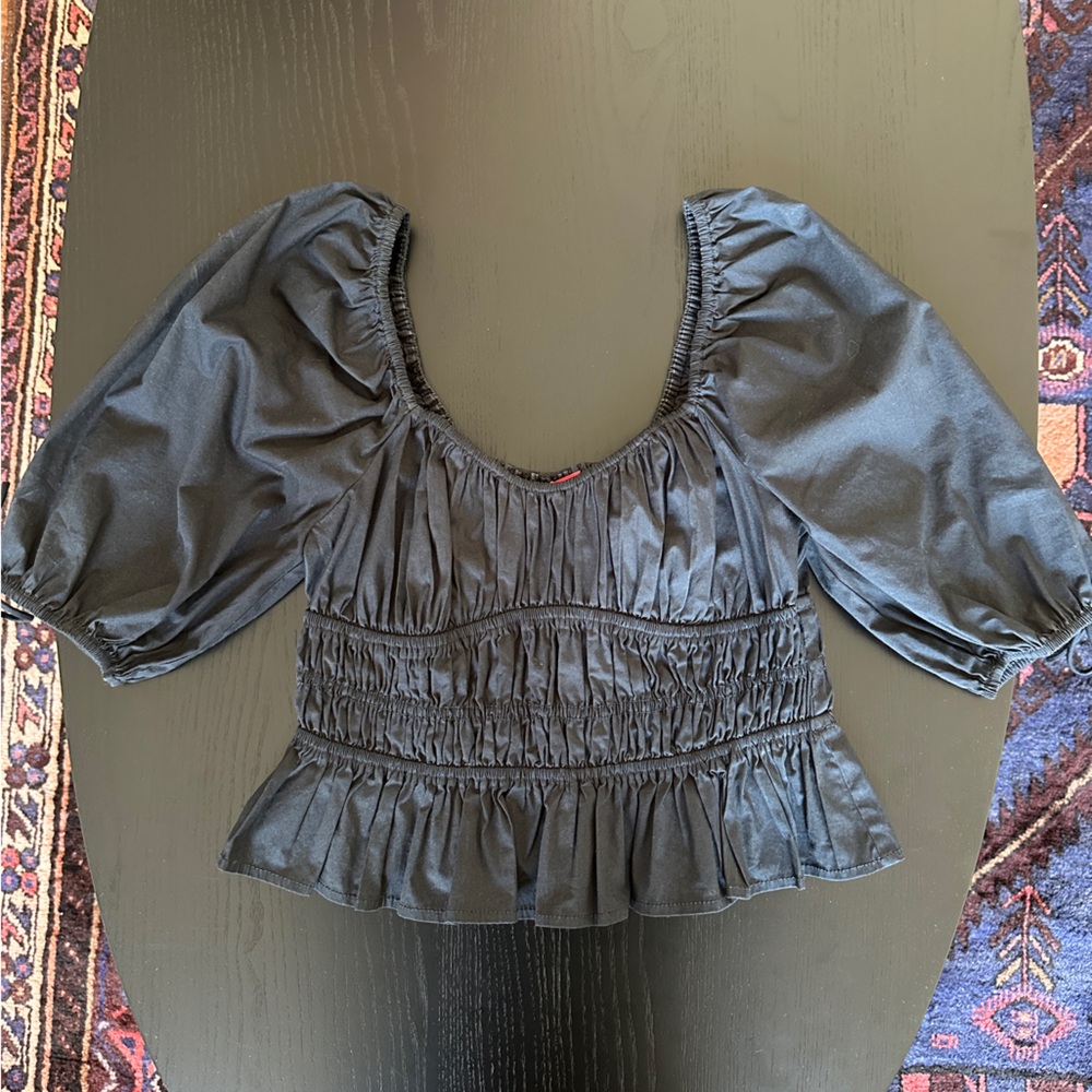 Staud Faye Gathered Puff Sleeve Top, S